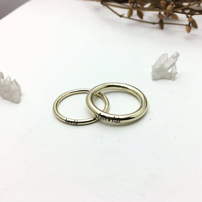 黃銅素戒指/對戒/可訂製/雷刻另外計價 - 戒指 - 其他金屬 金色