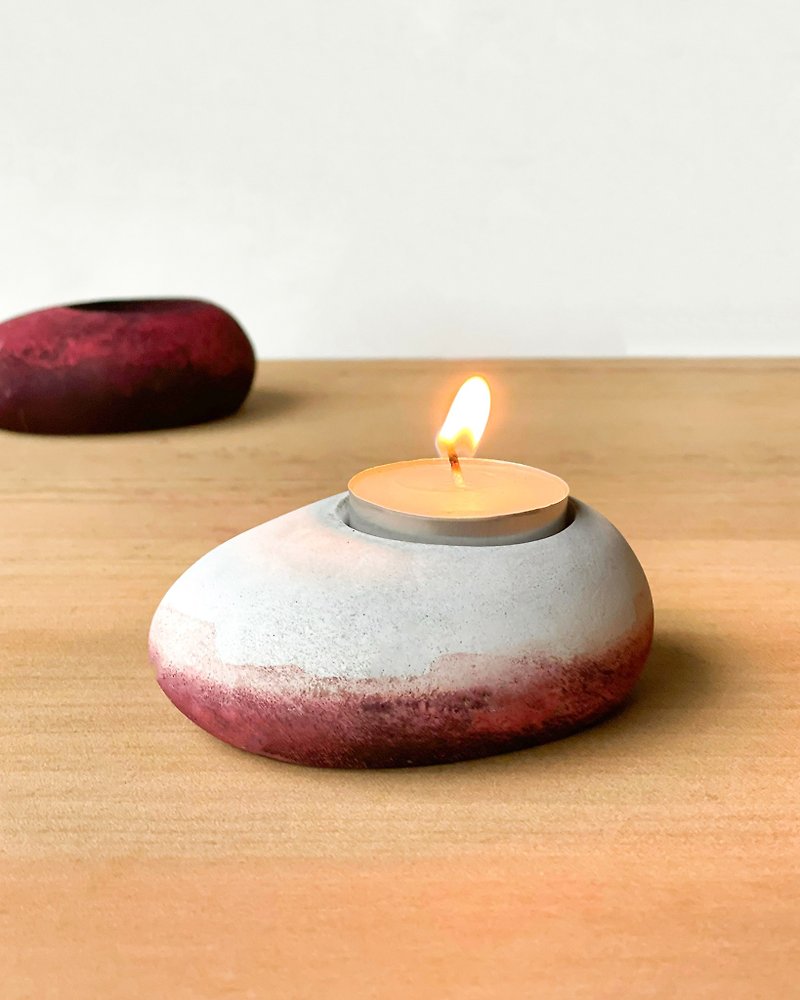 After-Rhyme Natural Dyed Cement Candle Holder (Bottom madder dye) Natural Dye