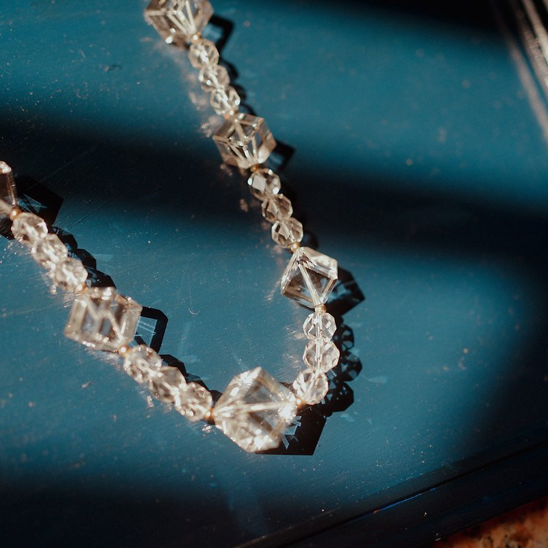 天然石白水晶項鍊vintage古董飾品項鍊母親節 禮物 - 項鍊 - 水晶 白色