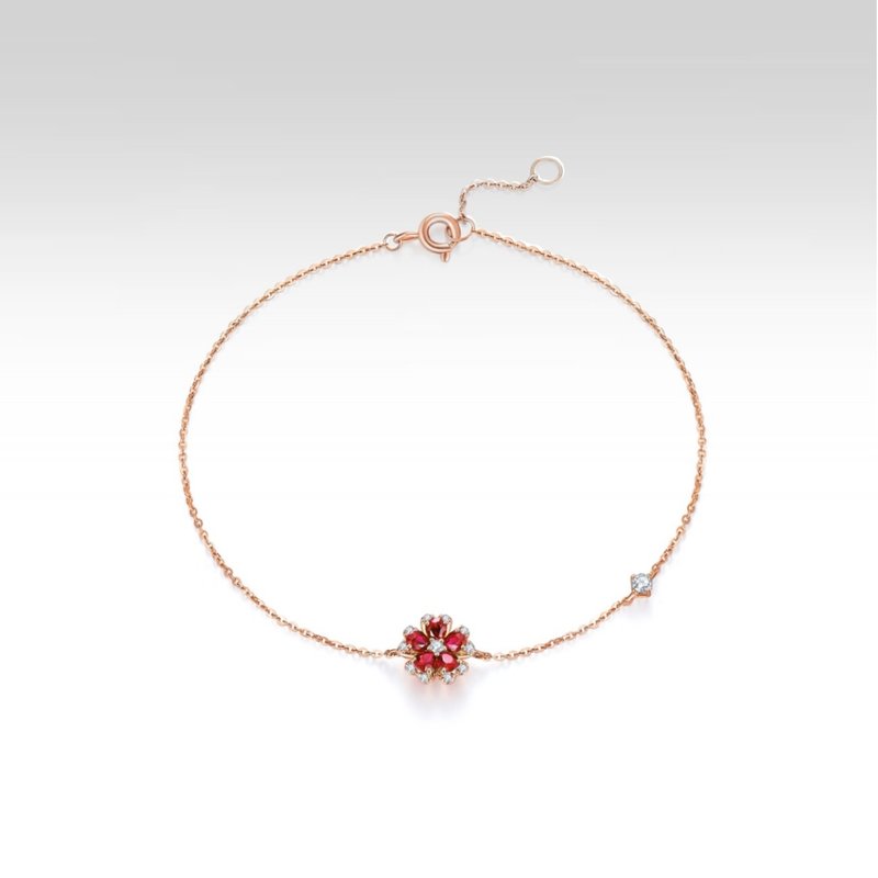 Love Gift [Peach Blossom] 18k Gold Cultivated Ruby Bracelet - Bracelets - Other Materials Red