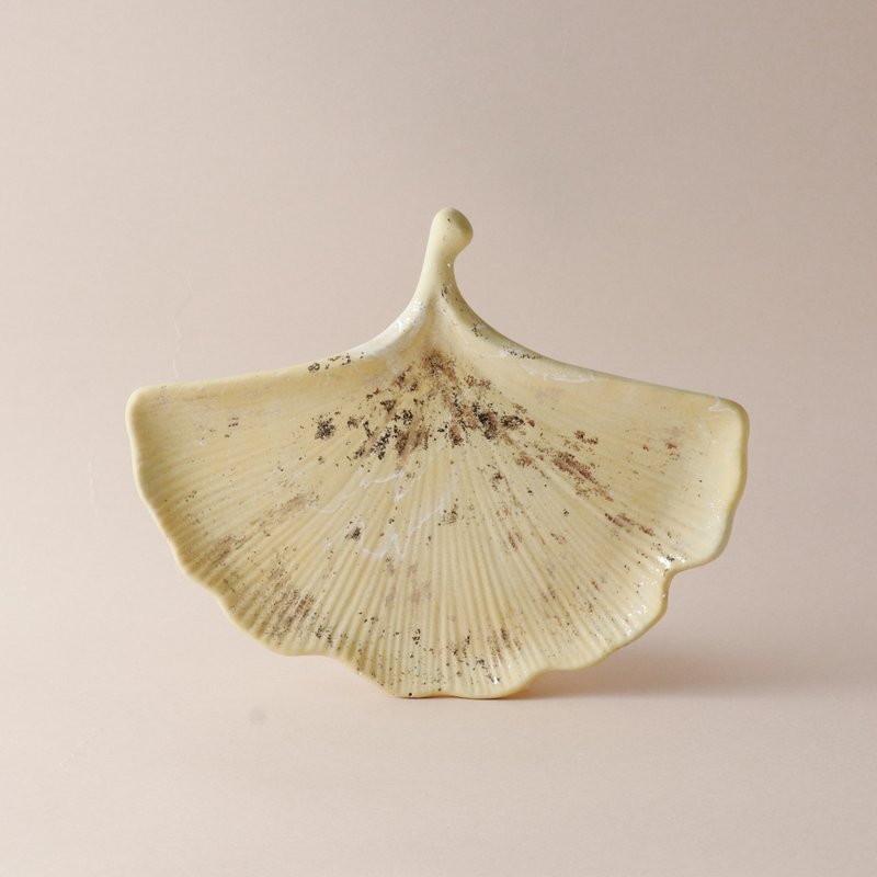Jesmonite英國礦石樹脂/葉盤- 金箔淺金色大理石紋 - 擺飾/家飾品 - 環保材質 金色