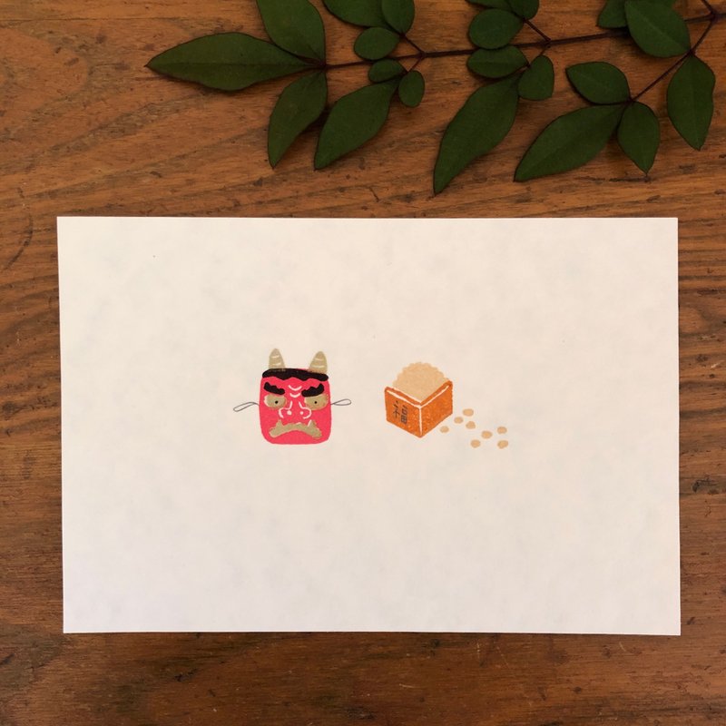 Pinkoi Proxy Purchase - 節分ポストカード•「豆まき」2枚set - 卡片/明信片 - 紙 