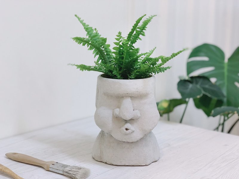 [10 times giant. Free transport] Easter Island Moai Statue-Giant Duduzui Potted Plant/Succulent/Fern Indoor Potted Plant - เซรามิก - ปูน สีเทา