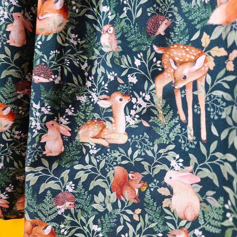 【受注制作】動物の森ロングスカート USAコットン 日本製 Free size - 裙子/長裙 - 棉．麻 綠色