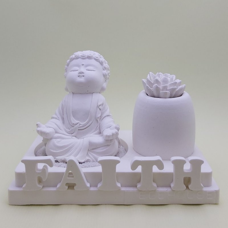 Miniature Small meditation Buddha B1802 incense  holder, EO container, 2 layers - Fragrances - Other Materials White