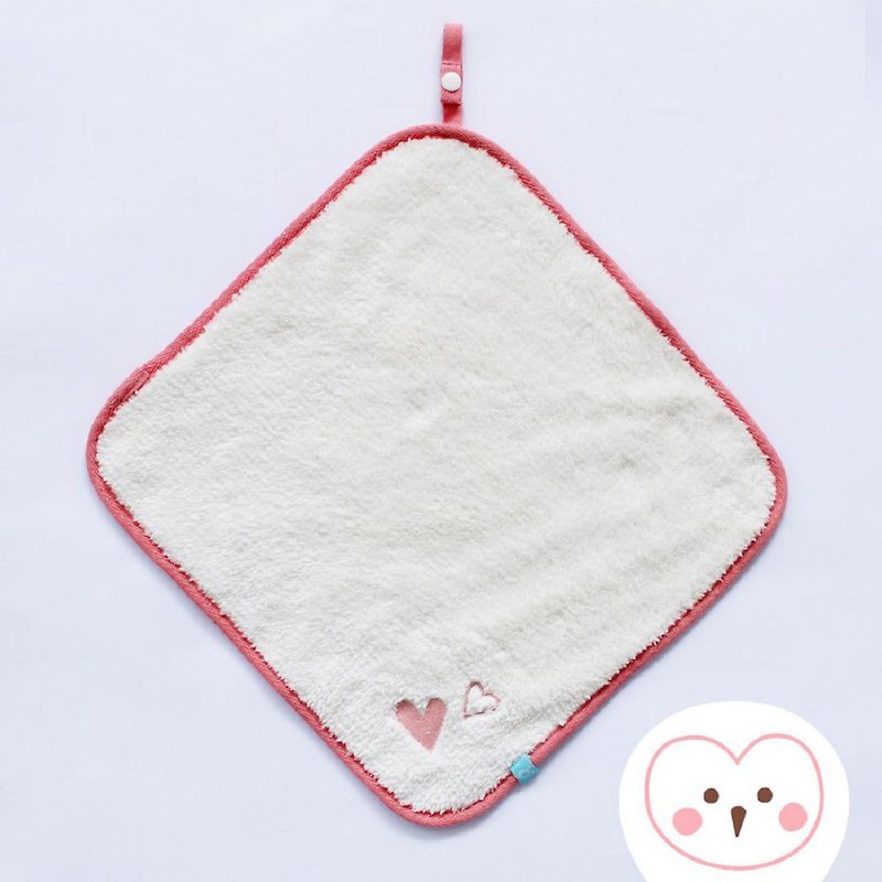 隨手掛擦手巾(30x30cm)-米白愛心 - 毛巾浴巾 - 聚酯纖維 白色