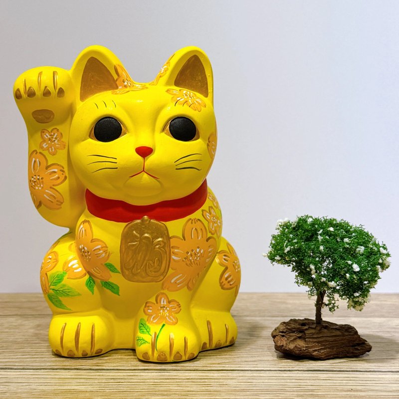 【金花福喵】日本谷中堂招財貓 | 山吹の花 - 擺飾/家飾品 - 瓷 黃色