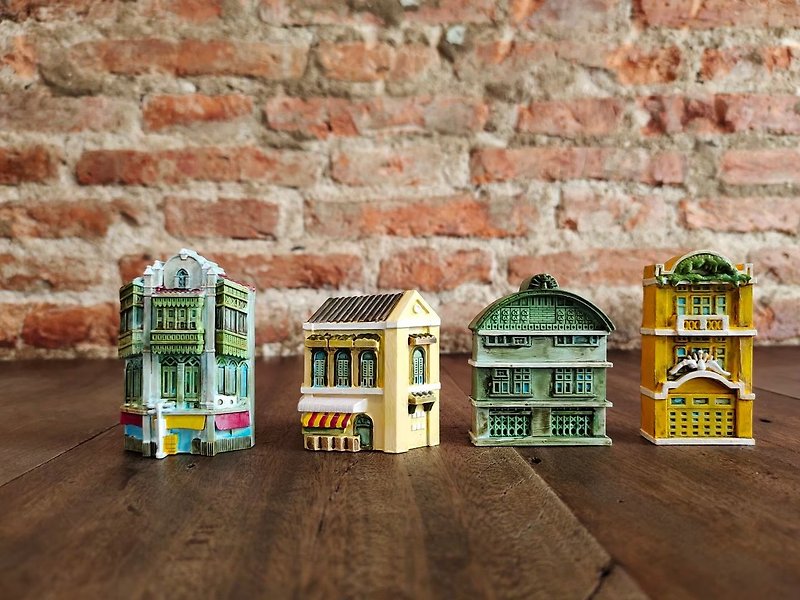 Set Song Wat, Resin model inspired from old architecture building in Bangkok - Items for Display - Resin Multicolor