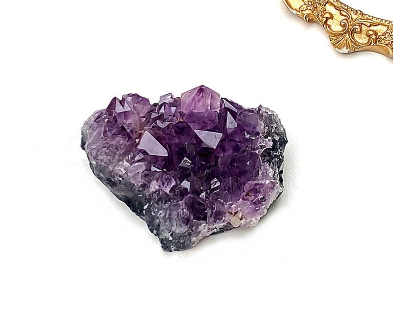 天然原皮原礦紫晶簇共生鈦晶 家居 辦公室 療癒 擺件 可消磁手鍊 - 其他 - 水晶 紫色