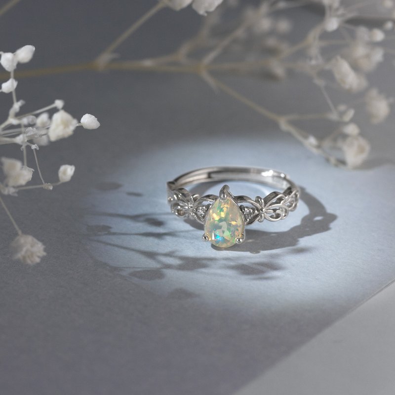 Opal October Stone Sterling Silver Ring - แหวนทั่วไป - เครื่องเพชรพลอย สึชมพู