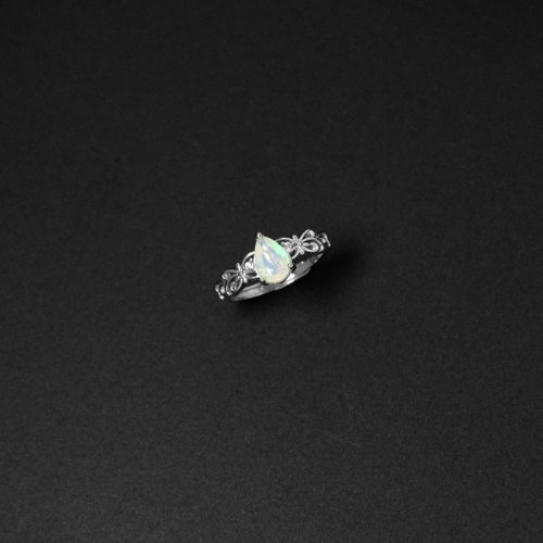 A Jewelry 蛋白石 10月生日石 純銀戒指