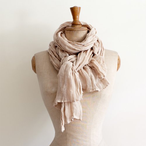 緩.緩 atelier 來自歐洲小工坊 觸感柔軟的亞麻圍巾 100%天然亞麻 四季都好用