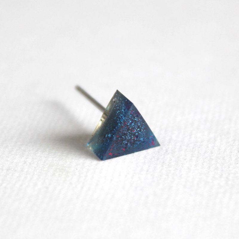 地下場景 / 樹脂耳環 - 單隻 / 三角形  深藍色 - 耳環/耳夾 - 樹脂 藍色