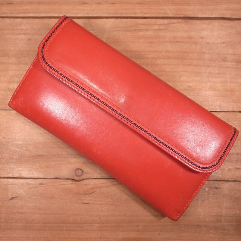 [Bones] GUCCI long red folder Vintage - กระเป๋าสตางค์ - หนังแท้ สีแดง