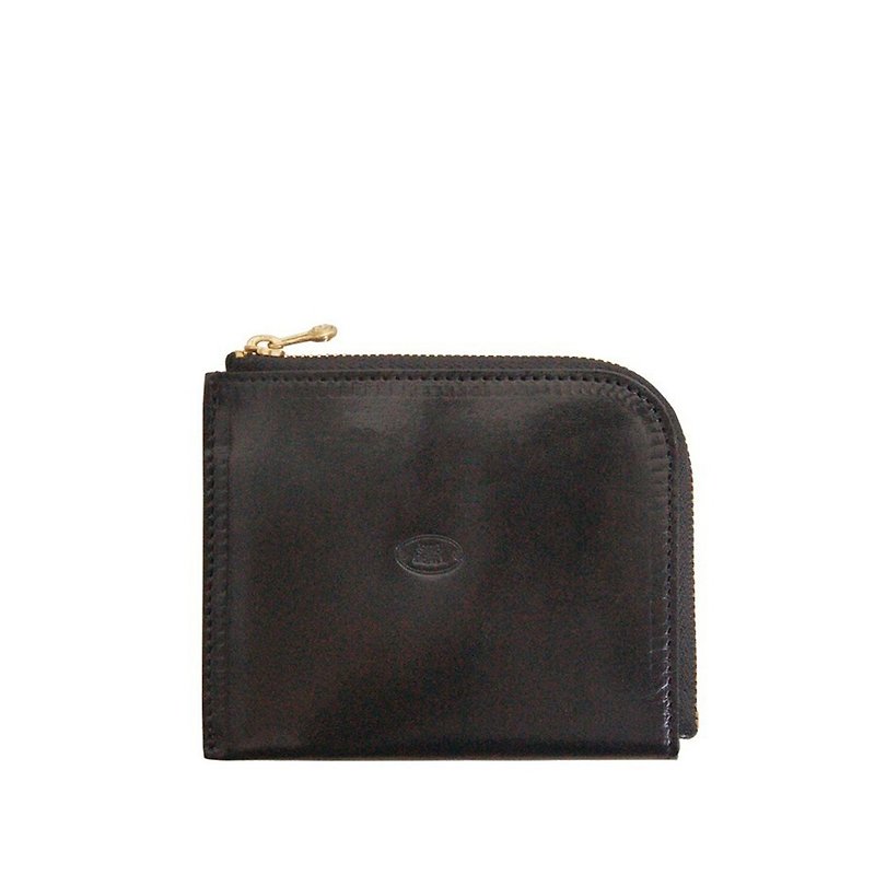 L-shaped zip coin purse - กระเป๋าใส่เหรียญ - หนังแท้ สีนำ้ตาล