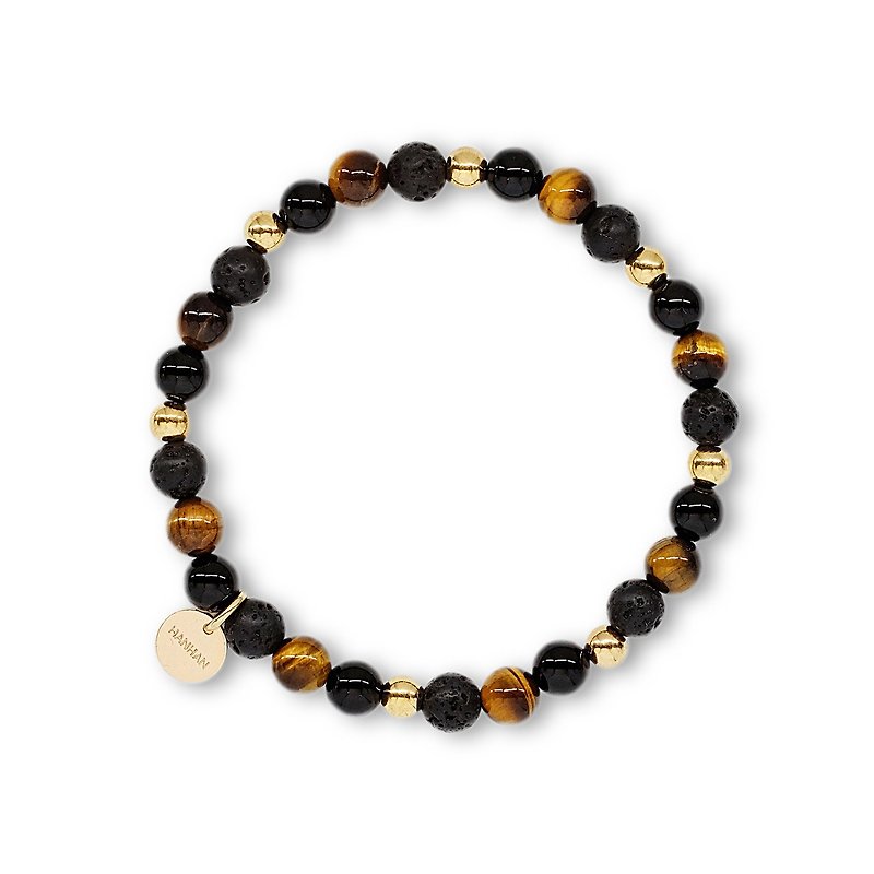 String series of volcanic black onyx tiger eye Stone bracelet natural ore - Bracelets - Jade Black