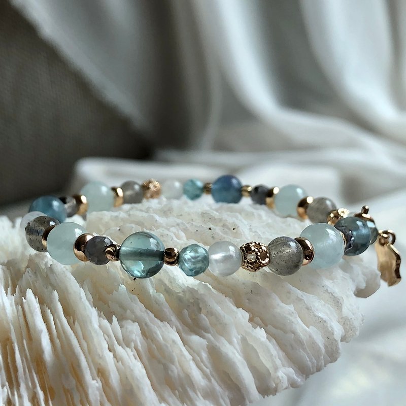 Carati's Heart | Stone Aquamarine Bracelet Elastic Chain New Stone Shallow - Bracelets - Gemstone Blue