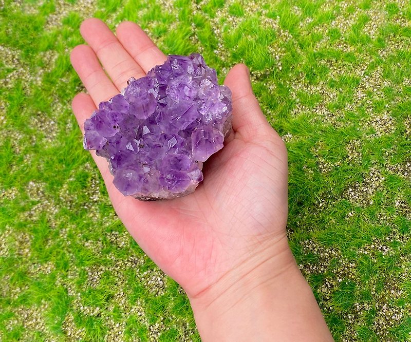 Natural Raw Leather Amethyst Cluster Amethyst Home Office Healing Ornament Stone Bracelet - Other - Crystal Purple