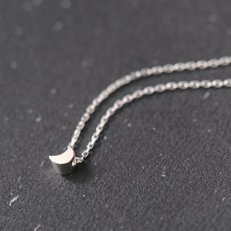 Micro tiny crescent necklace Silver 925 - Necklaces - Other Metals Black
