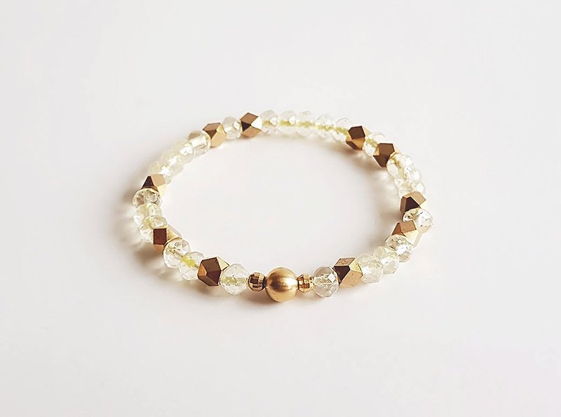 Gemstones• pure natural ore lemon crystal brass bracelet - Bracelets - Gemstone Yellow