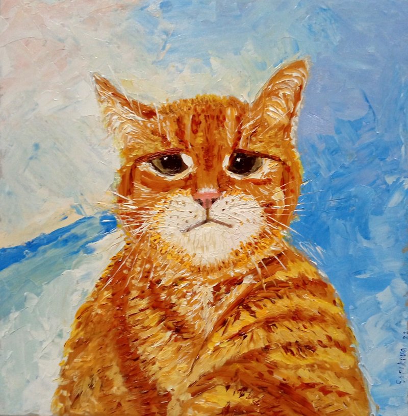 Original author's oil painting Stepan is unhappy. 30x30 cm. Unframed - 壁貼/牆壁裝飾 - 其他材質 
