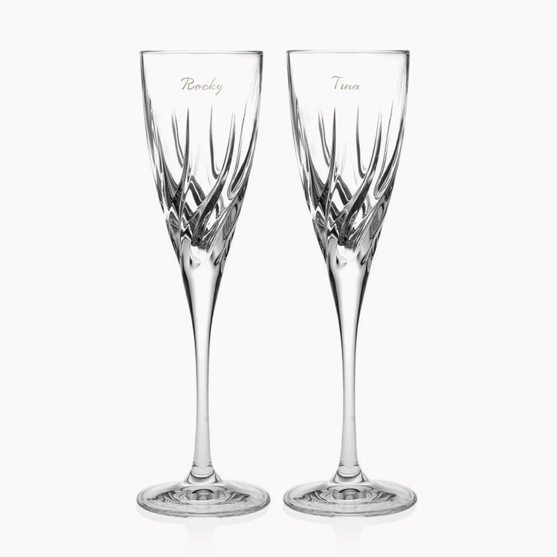 (一對價)120cc【義大利RCR】花火結婚水晶香檳對杯 - 酒杯/酒器 - 玻璃 透明