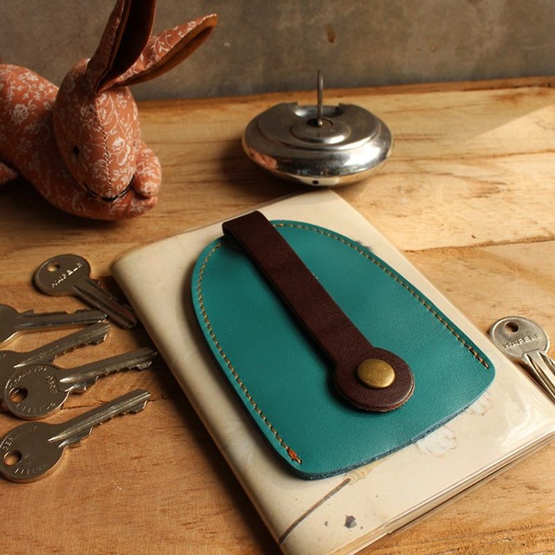 Key Case - Home (Blue/Ceruline) / Key Holder / Key Ring / Key Bag (Genuine Cow Leather) - Keychains - Genuine Leather 