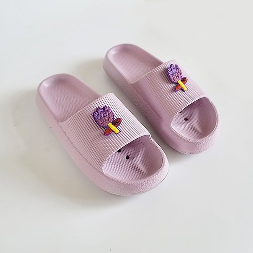 BoingBoing故事鞋與童畫包 甜美鬱金香 防水厚底拖鞋 台灣製造