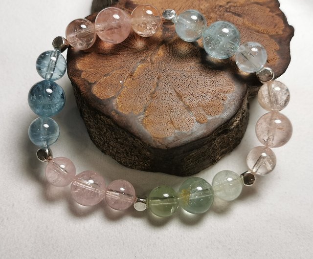 ハンドメイド グリーン クリスタル ビーズ ブレスレット 天然石 ファントム ピラミッド クォーツ ブレスレット レイキ