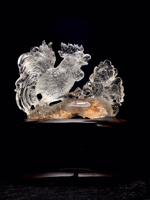 一念之間 收藏級天然紅幽靈生肖雞擺件 精雕細磨 紋理清晰 雕刻大公雞