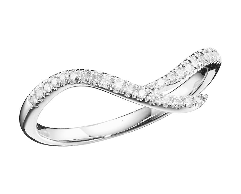 Pave diamond ring in 14k white gold-Minimalist wedding bridal band for women