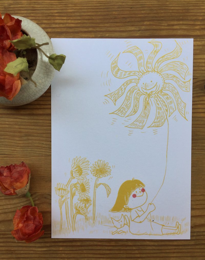 Postcard-Sharing my sun / Hedgehog kid - Sharing series