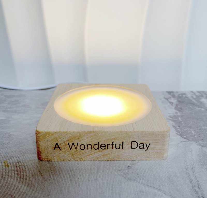 Additional purchase - Customized text-engraved LED wood lamp holder - for guests who purchase our design - Lighting - Wood 