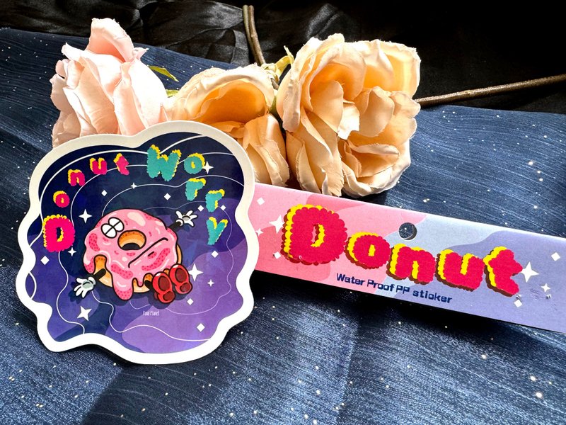 Fast Food Express travel sticker - Donut - สติกเกอร์ - กระดาษ สีแดง