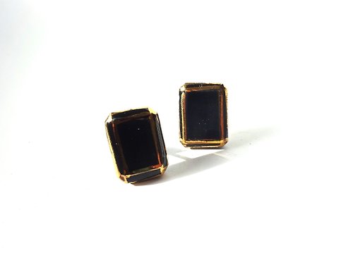 irodori ceramic accessory jewel cut ピアス・イヤリング square黒