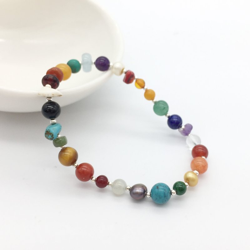 INFINITY Daqian natural five-line multi-jewel lucky bracelet gift lover (only this one) - Bracelets - Gemstone 