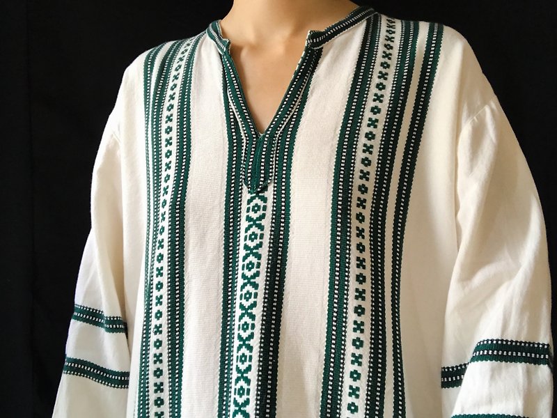 1970s Greek Hand-embroidered Long Sleeve Top/ Shirt - Women's Tops - Cotton & Hemp 