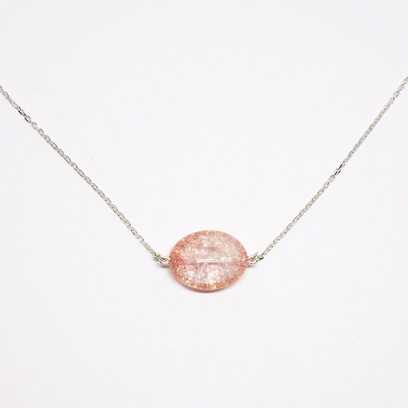 ピンククラック水晶SVネックレス【Pio by Parakee】 cracked crystal necklace - 項鍊 - 寶石 粉紅色