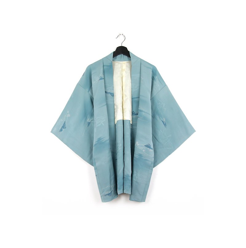 Back to Green-日本帶回羽織 湖水山林 /vintage kimono - 女大衣/外套 - 絲．絹 