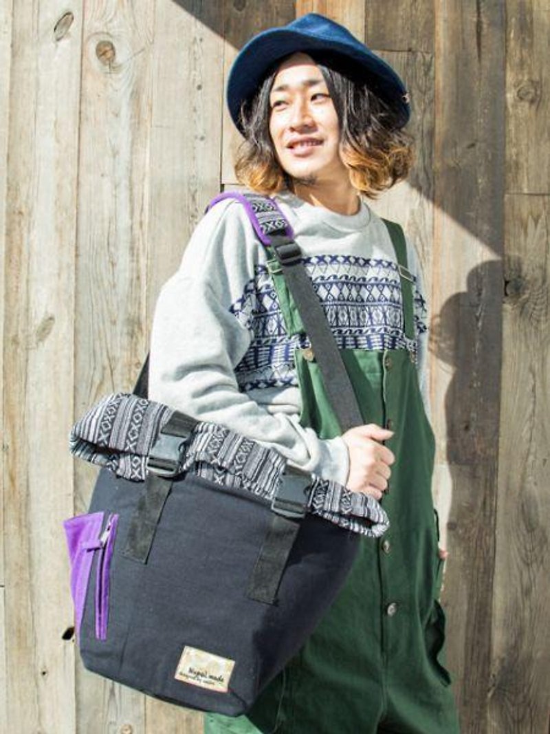 Nepal weave x plain shoulder bag - กระเป๋าถือ - วัสดุอื่นๆ 