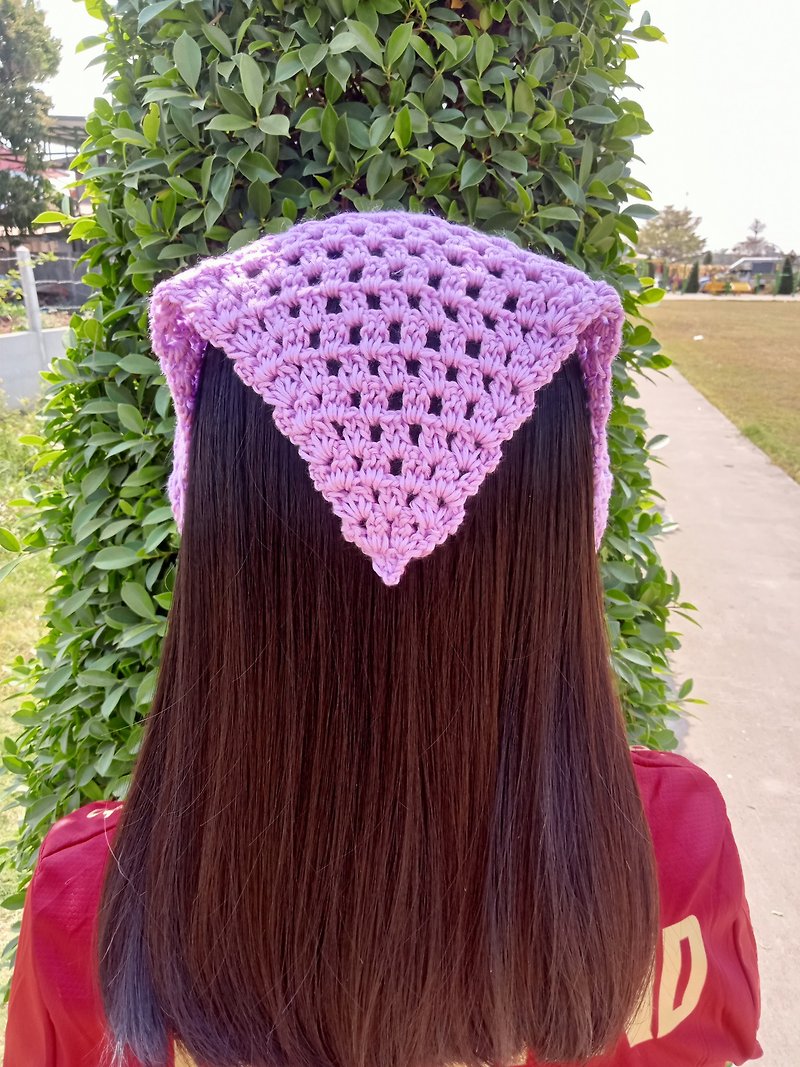Crochet Bandana heart triangle headband handmade - 髮飾 - 壓克力 多色