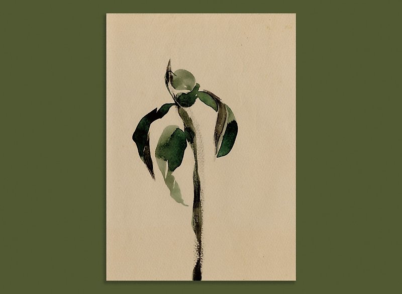 Jade Paper / Plant Sketch / Hand Drawn Postcard - Cards & Postcards - Paper 