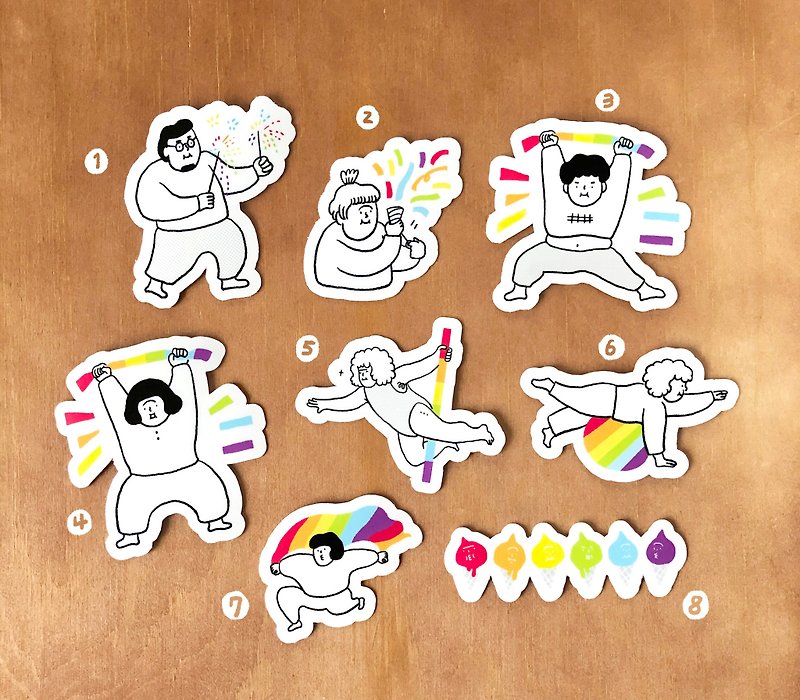 Rainbow Flow stickers (6 pieces) - สติกเกอร์ - วัสดุกันนำ้ 
