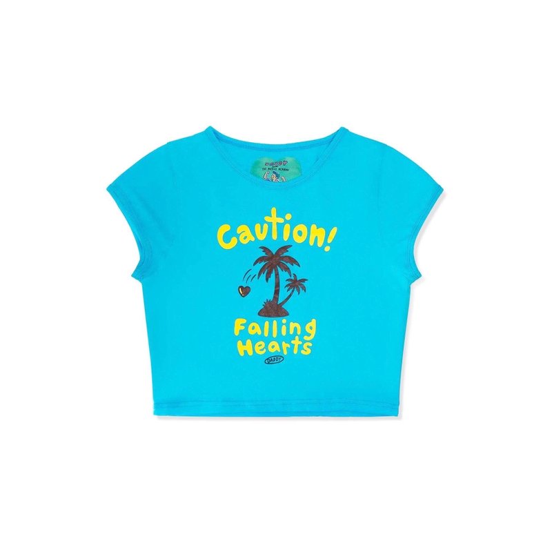 DADDY | Caution! Falling Hearts Crop Top - 女上衣/長袖上衣 - 其他材質 