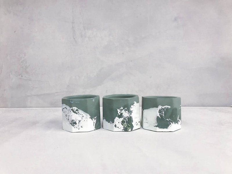 Pine flower green octagonal pot │ limited edition - Plants - Cement 