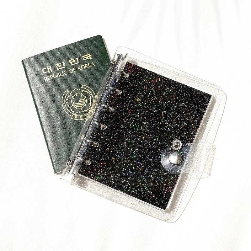 Mini Travel Loose-leaf Notebook Set 02. Starry Sky Black