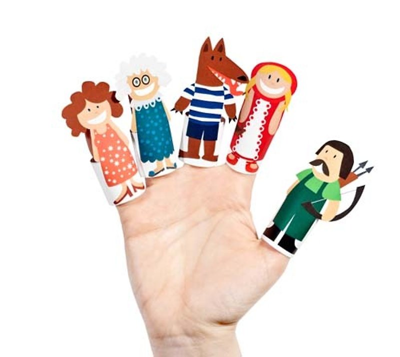 【pukaca手作益智玩具】手指玩偶系列 - 小紅帽 - 嬰幼兒玩具/毛公仔 - 紙 多色