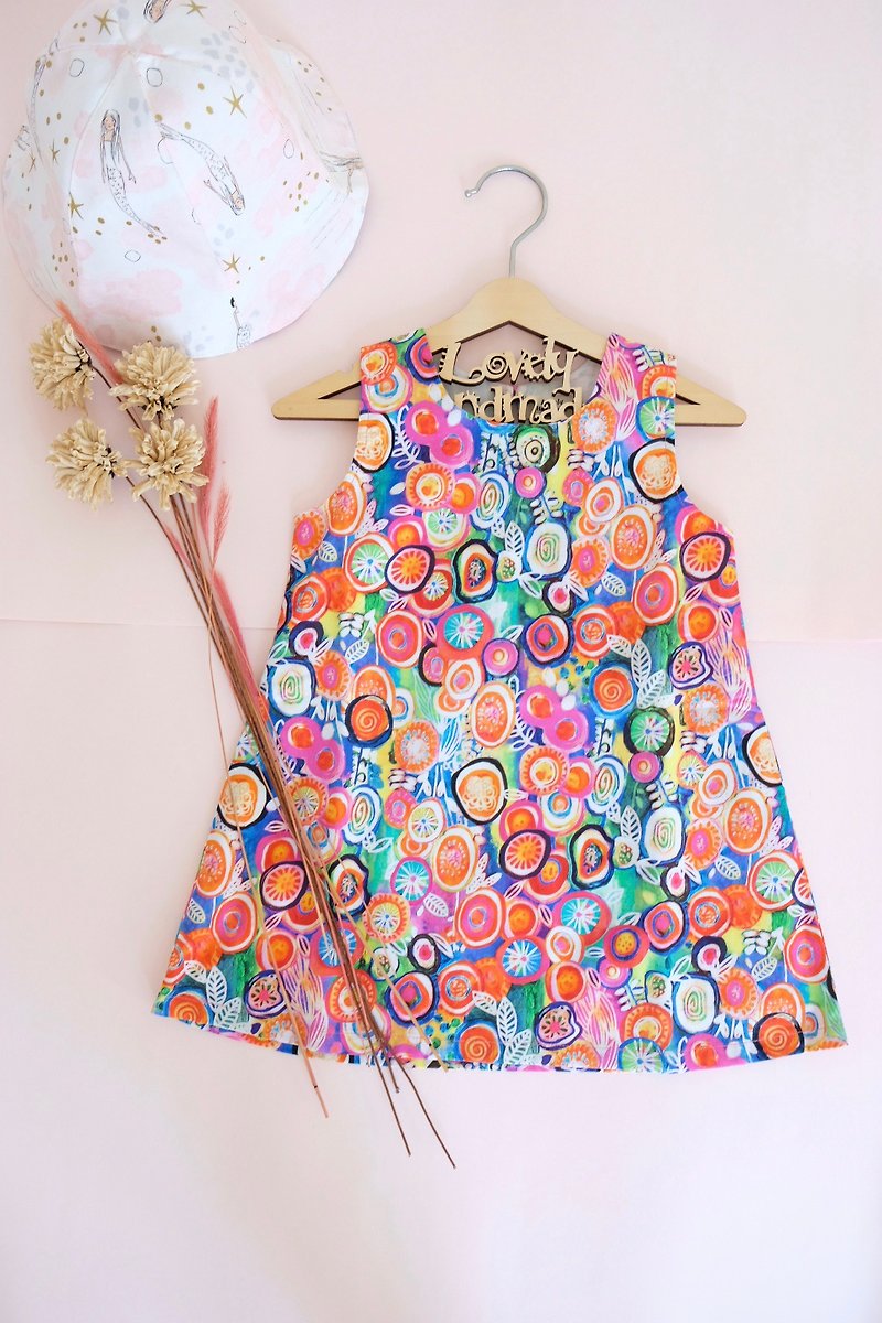Cotton & Hemp Skirts Multicolor - Colorful Circles Sleeveless Dress