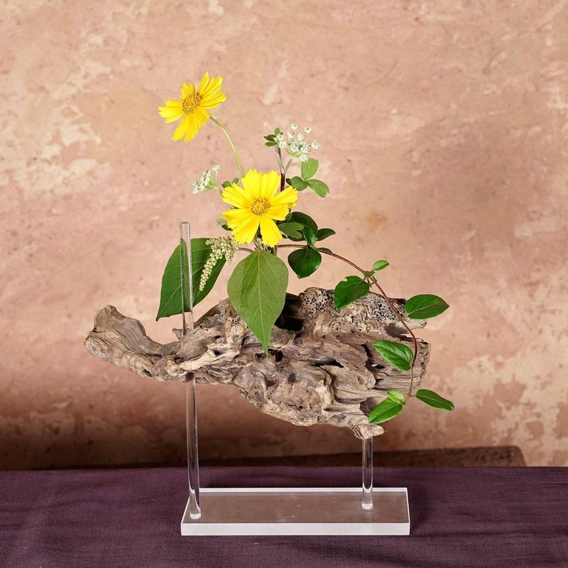 お気に入りの季節の花を飾って気持ちの良い空間を作ってみませんか　流木の花器、木の花瓶、花器、小さな花瓶、８２ - 花瓶/花器 - 木頭 咖啡色