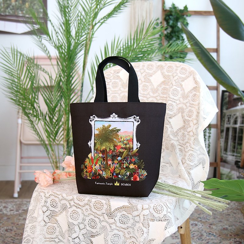 canvas bag  tote bag  | Fantastic Jungle | 28cm x 25.5cm - Handbags & Totes - Other Materials White
